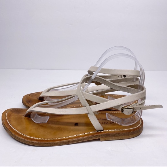 K.JACQUES White Leather Wrap Ankle Sandal - Picture 3 of 5